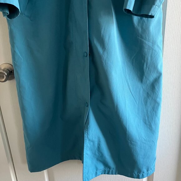 L.L. Bean Vintage Teal Trench Long Raincoat Womens Medium Removable Hood READ - Picture 4 of 15